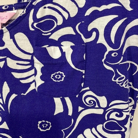 Lilly Pulitzer Pima Cotton T-shirt Dress Purple and White Shell XS - Picture 3 of 16
